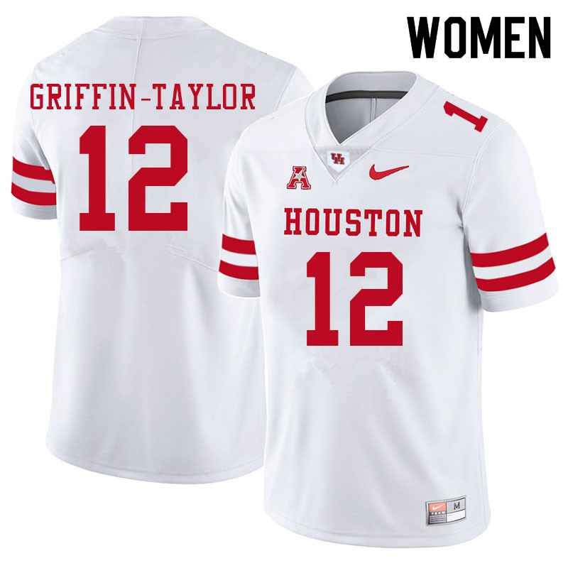 Women #12 Demarcus Griffin-Taylor Houston Cougars College Football Jerseys Sale-White - Click Image to Close